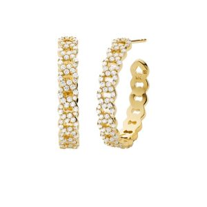 MK 14K Gold-Plated Sterling Silver Pavé Curb Link Hoop Earrings