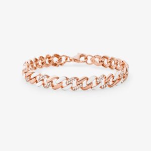 MK 14K Rose Gold-Plated Sterling Silver Pavé Curb Link Bracelet