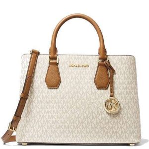 MK Camille Large Logo and Leather Satchel
