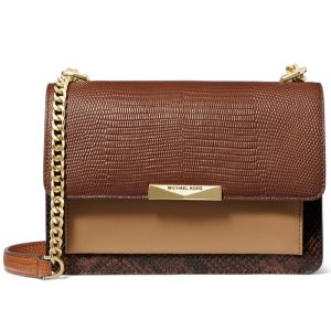 Michael Kors Jade Large Gusset Leather Shoulder Bag