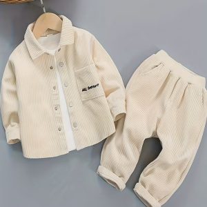 Boys' New Corduroy Collar Long Sleeve Suit