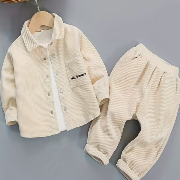 Boys' New Corduroy Collar Long Sleeve Suit