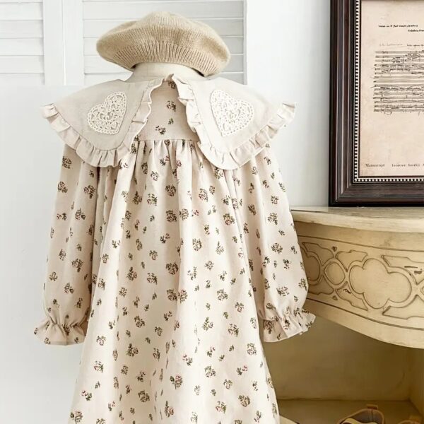 lebabay Girls' Floral dress with Lantern Sleeves