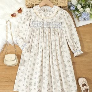 Woven Floral Print Maxi Dress with Puff Sleeves