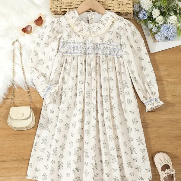 Woven Floral Print Maxi Dress with Puff Sleeves