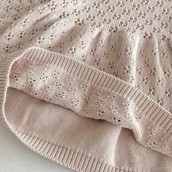 Girls' Beige Winter Knit Dress