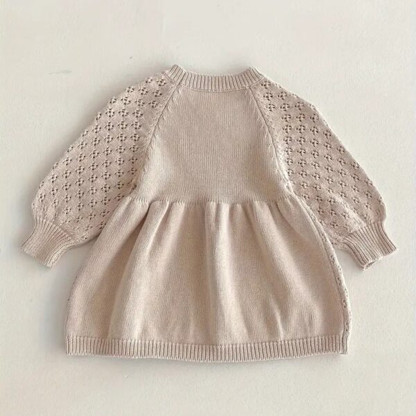 Girls' Beige Winter Knit Dress