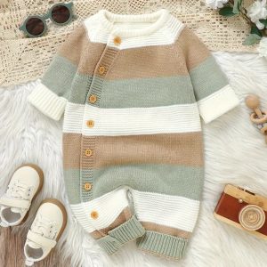 Baby Boys' Striped Long-Sleeve Romper