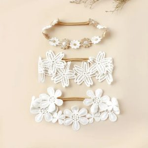 Set of 3 Floral Embroidered Baby Headbands