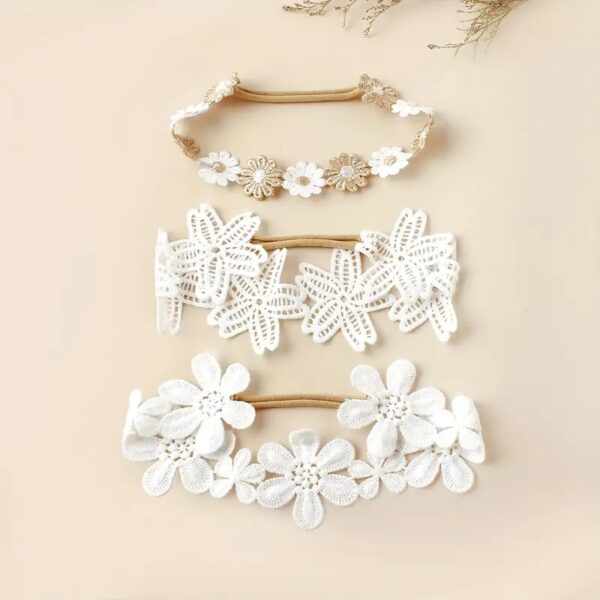 Set of 3 Floral Embroidered Baby Headbands