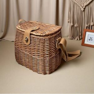 Women's Handwoven Wicker Basket Handbag