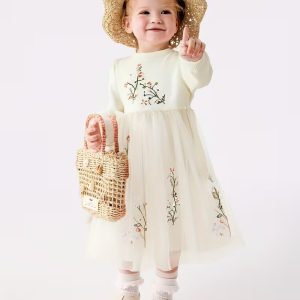 Balabala Girls' Floral & Butterfly Print A-Line Dress