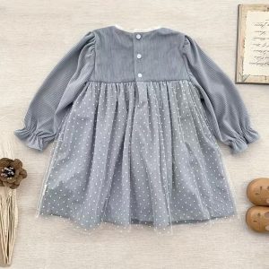 Winter Dress with Ruffled Short Sleeves & A-Line