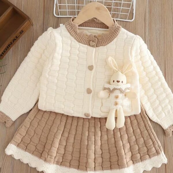 2025 Autumn Winter New Girls' Knitted Sweater Set