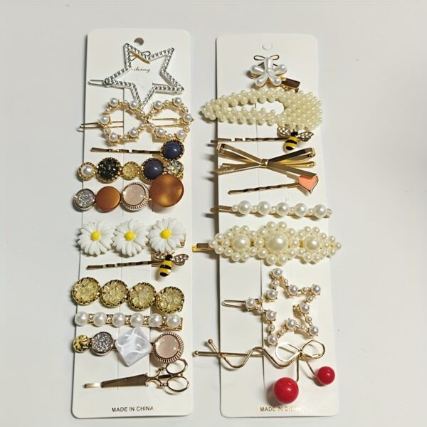 20 pcs set Metal Bobby Pin Faux Hairpins Bow Shape Hair Pins Sweet Side Hair Pins Bang Clips