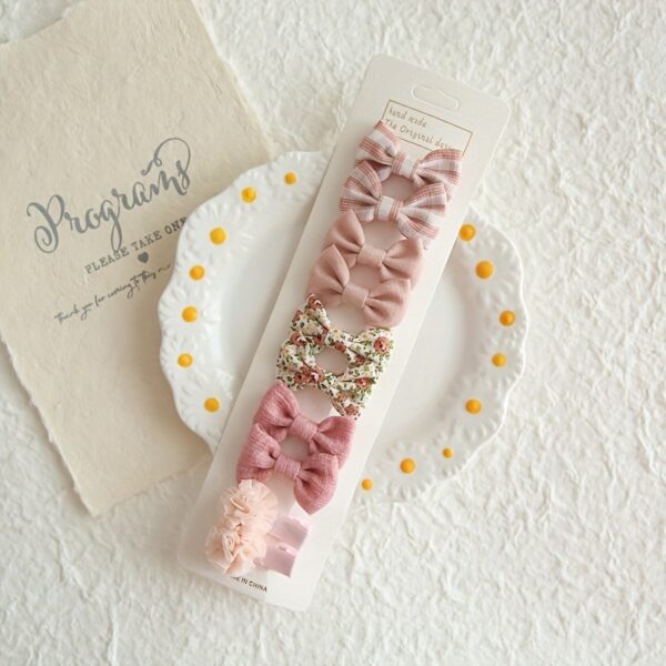 10 pieces Plaid, Polka Dots, floral Bow Hair Clips