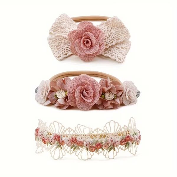 3 pcs Elegant Floral & Bow Headbands