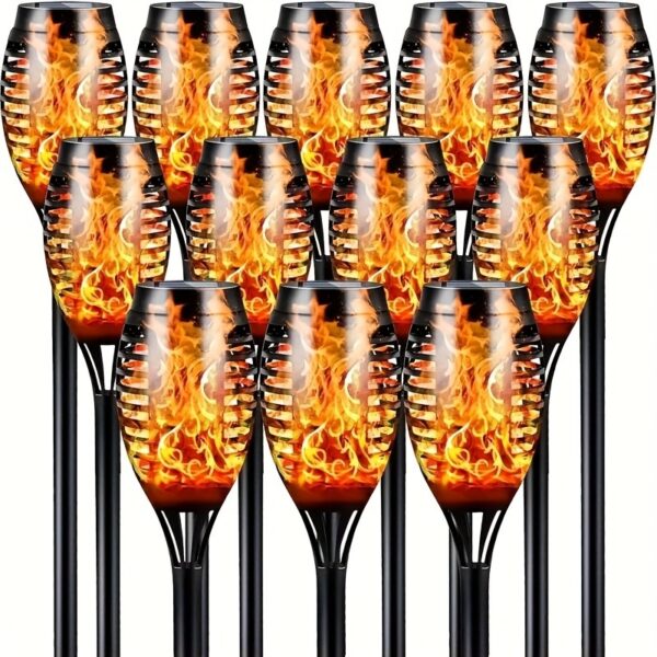 12pcs Solar Torch Lights with Flickering Flame