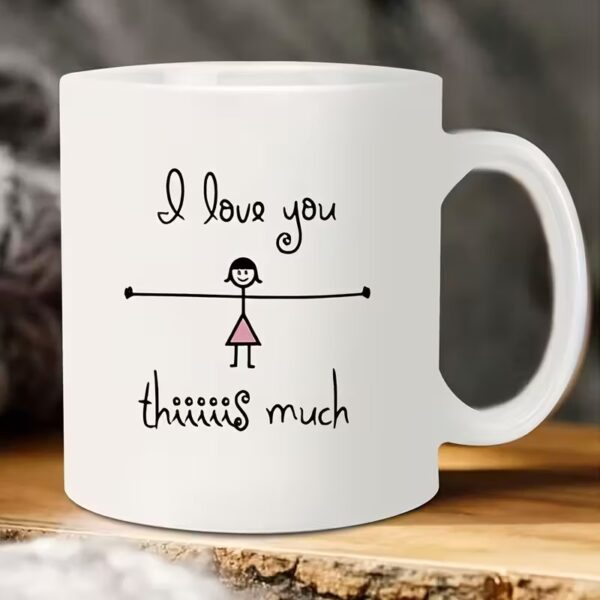 Ceramic Coffee Mug with Graffiti Girl Illustration & "I Love You" Design