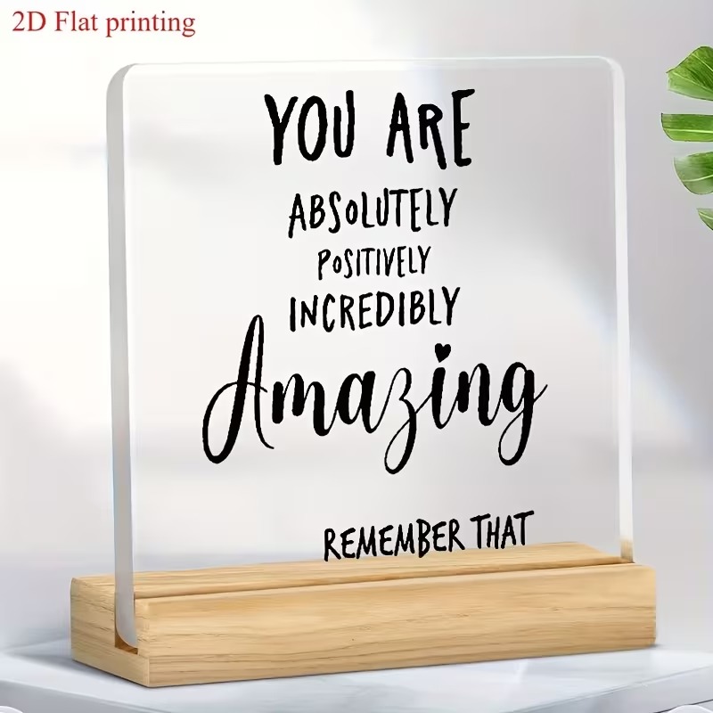 2D Flat, Acrylic Motivational Desk Decor Sign with Positive Affirmations