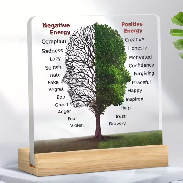 Office Positive Energy Inspirational Acrylic Wooden Tray