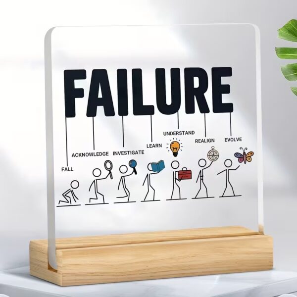 2D Acrylic Inspirational Standing Sign with Wooden Base