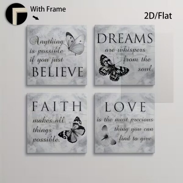 2D flat triptych canvas poster in a wooden frame