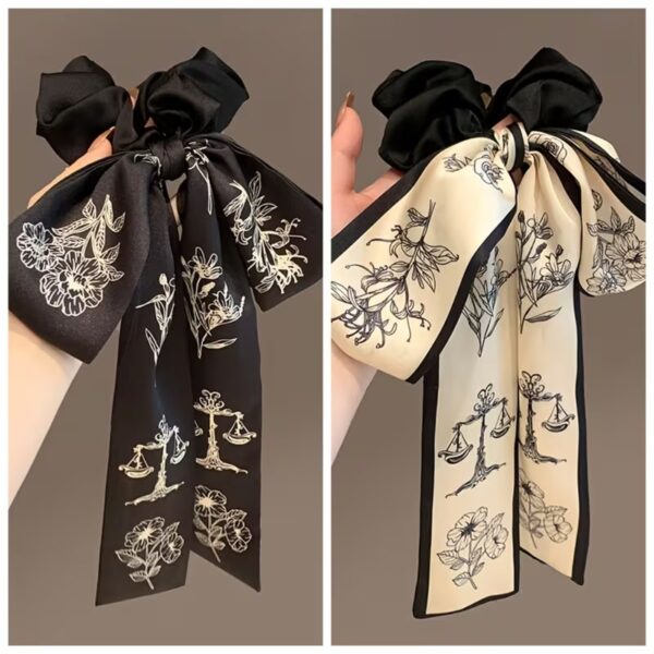 2pcs Elegant French Hair Ties with Satin Ribbon Bows
