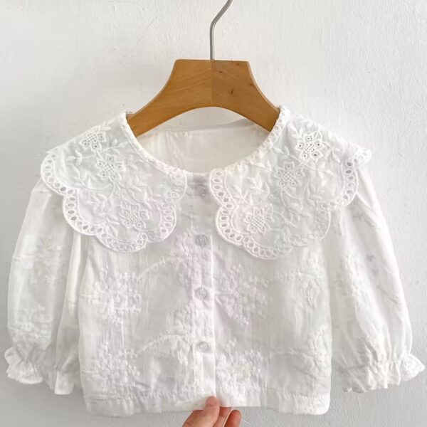 Girls' Lace Trim Long Sleeve Shirt