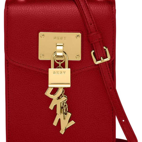 DKNY Elissa Pebble Leather Charm Chain Strap Crossbody