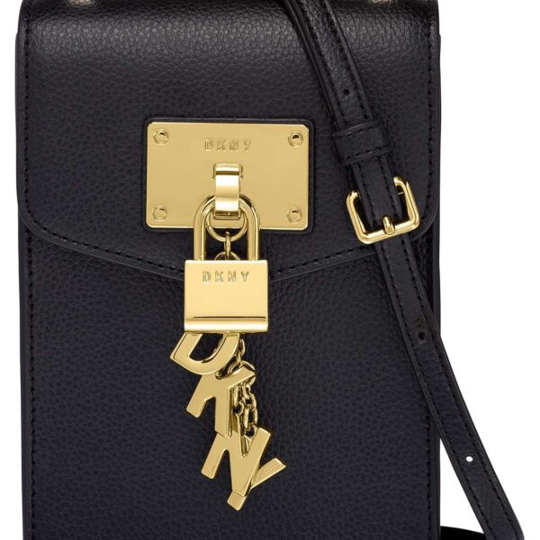 DKNY Elissa Pebble Leather Charm Chain Strap Crossbody