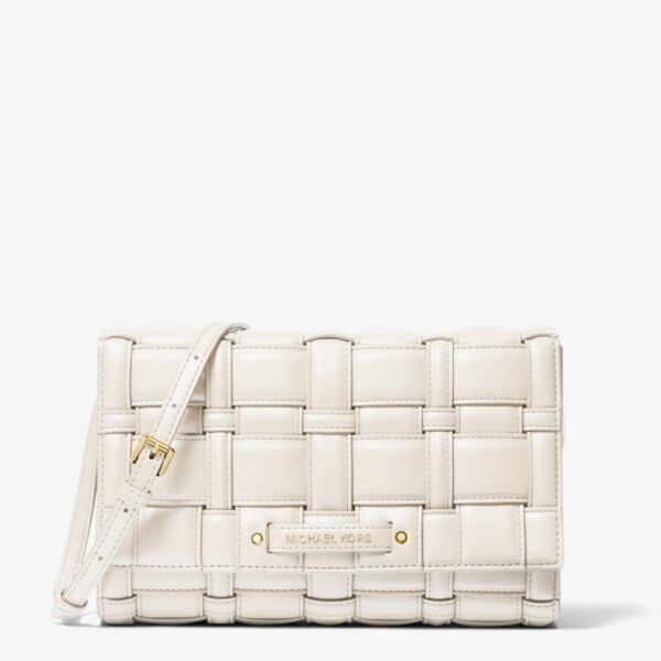 MK Ivy Large Woven Crossbody Bag - Cream