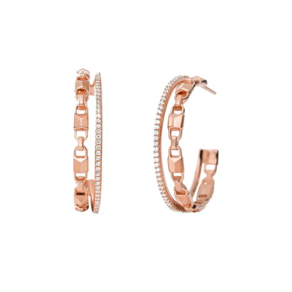 MK Precious Metal-Plated Sterling Silver Mercer Link Pavé Halo Hoops