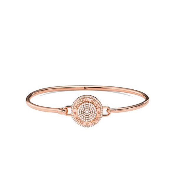 MK 14K Rose Gold-Plated Sterling Silver Pavé Logo Bracelet