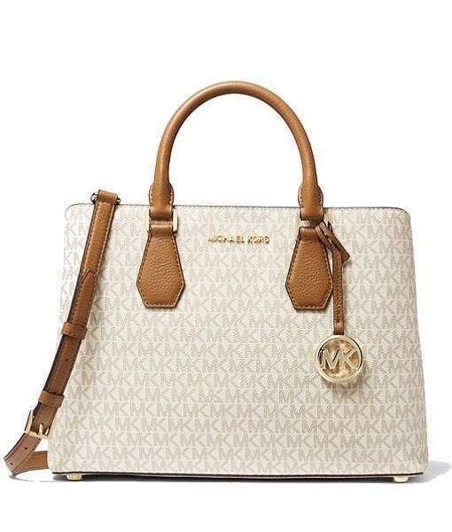 MK Camille Large Logo and Leather Satchel