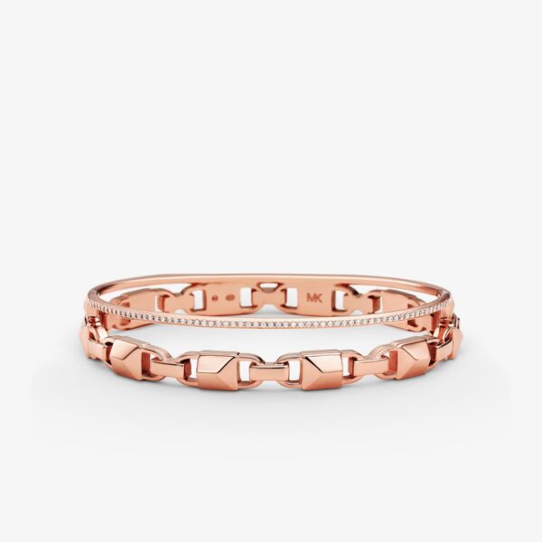 MK Precious Metal-Plated Sterling Silver Mercer Link Pavé Halo Bangle