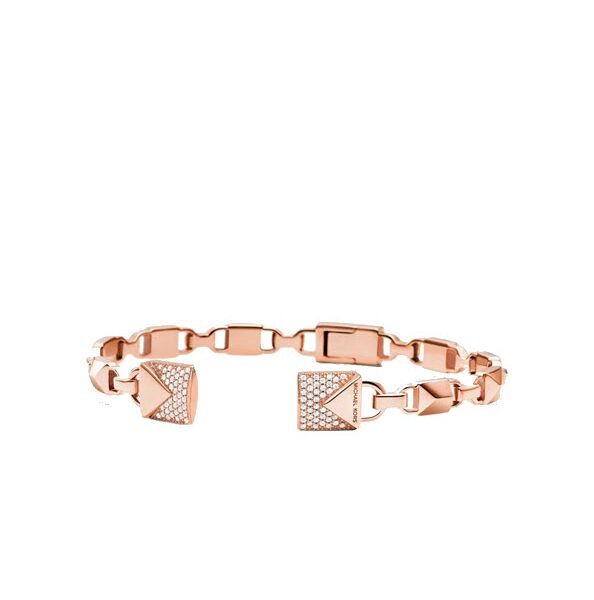 MK Precious Metal-Plated Sterling Silver Pavé Open Hinge Bangle