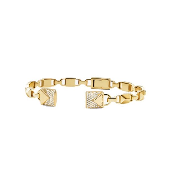 MK Precious Metal-Plated Sterling Silver Pavé Open Hinge Bangle