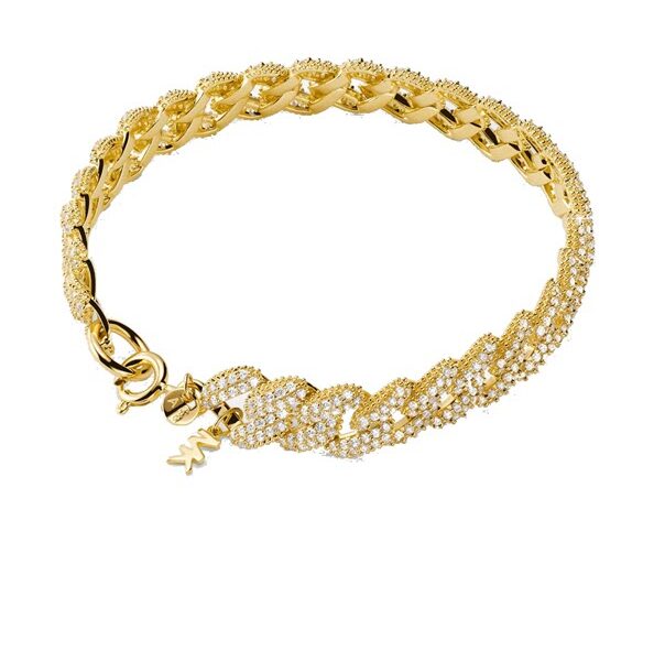 MK Precious Metal-Plated Sterling Silver Pavé Curb Link Bracelet