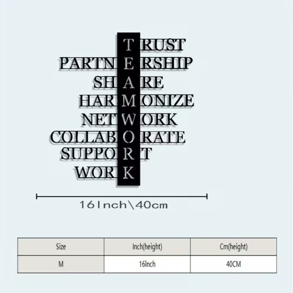 Modern Teamwork Metal Wall Art with Trust, Partnership, Collaboration & Harmony Words